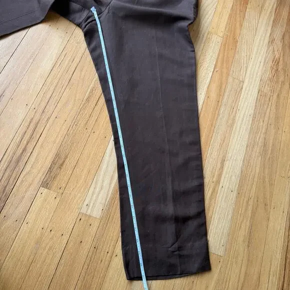 Kate Hill Chocolate Brown Linen Straight Leg Ankle Trouser Pants Sz 12P Mature - Picture 9 of 10